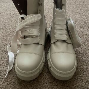 Women's White Lace-Up Boots